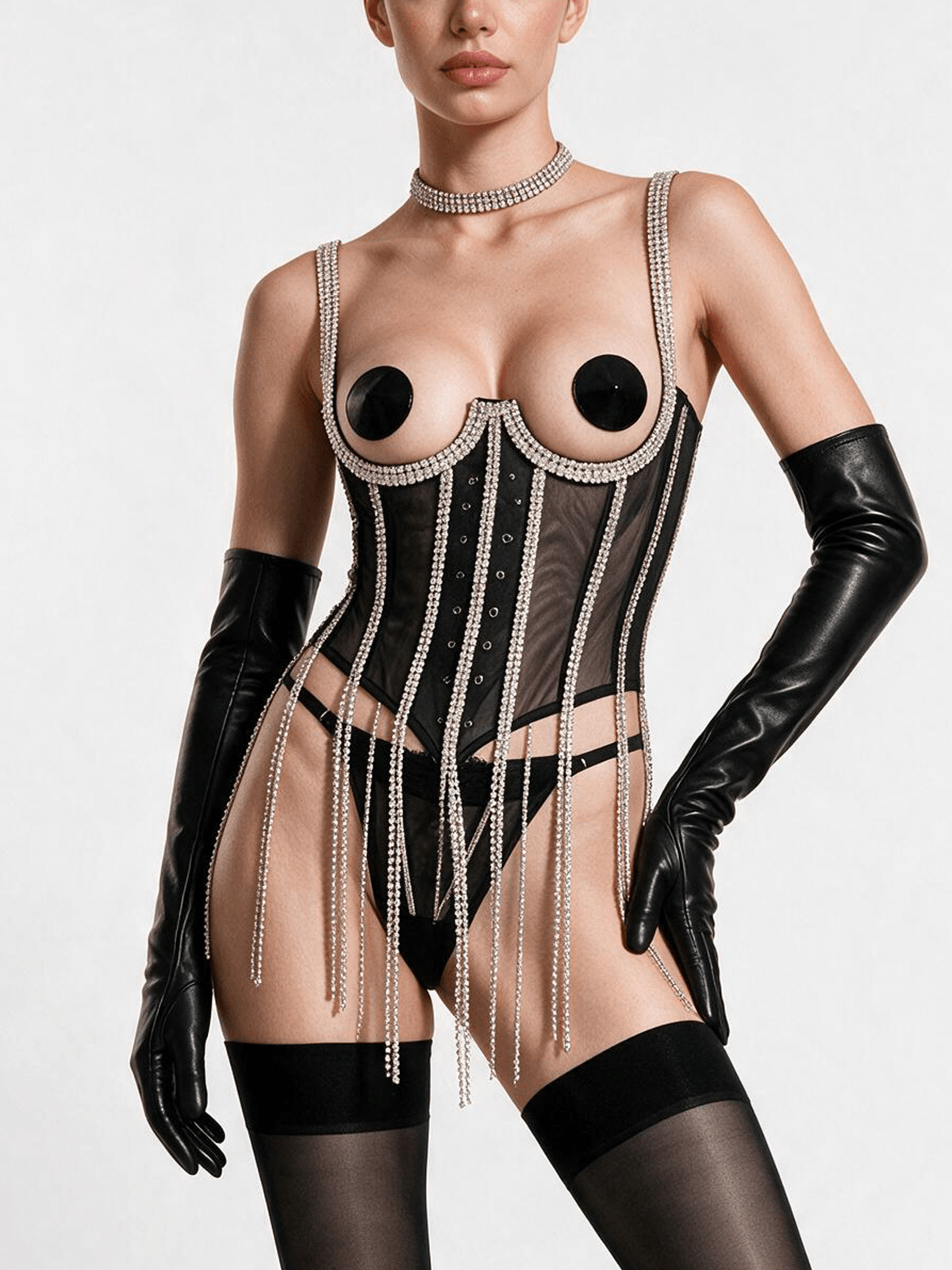 Crystal Tassel Bustier Set