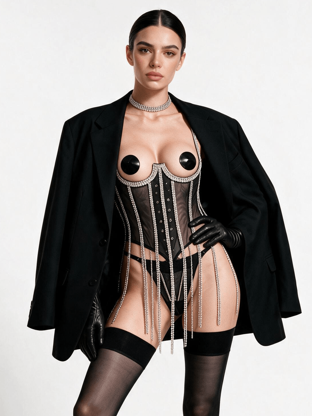 Crystal Tassel Bustier Set